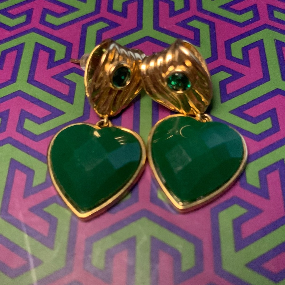 Beautiful green heart drop earrings